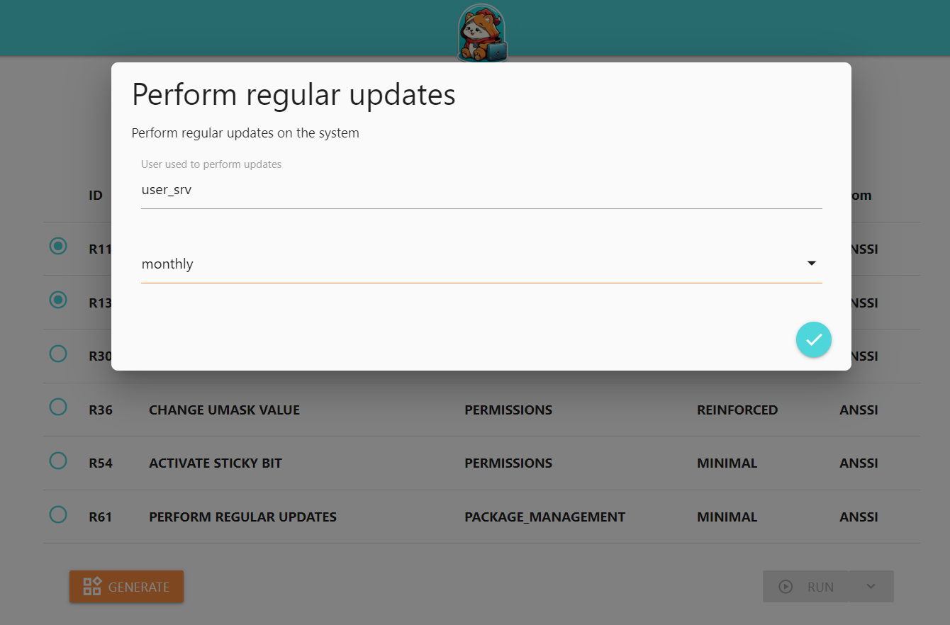 Action Selection With Input Selected